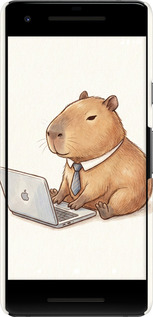 3D пластиковый матовый чехол Funny Capybara CEO Working для Google Pixel 2 - 6777m-1075 изображение 