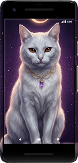 3D пластиковый матовый чехол Mystic White Cat Gothic Dark Purple Gold для Google Pixel 2 - 6805m-1075 изображение 