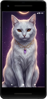 2D пластиковый чехол Mystic White Cat Gothic Dark Purple Gold для Google Pixel 2 - 6805t-1075 изображение 