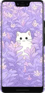 3D пластиковий матовий чехол Котик в цветах для Google Pixel 3 XL - 6390m-1523 изображение 
