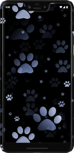 3D пластиковий матовий чехол З синіми відбитками лап для Google Pixel 3 XL - 6441m-1523 изображение 