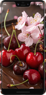 3D пластиковий матовий чехол Вишня у шоколаді для Google Pixel 3 XL - 6698m-1523 изображение 