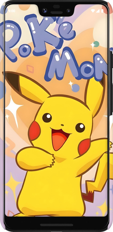 3D пластиковий матовий чехол Пикачу для Google Pixel 3 XL - 6383m-1523 изображение 