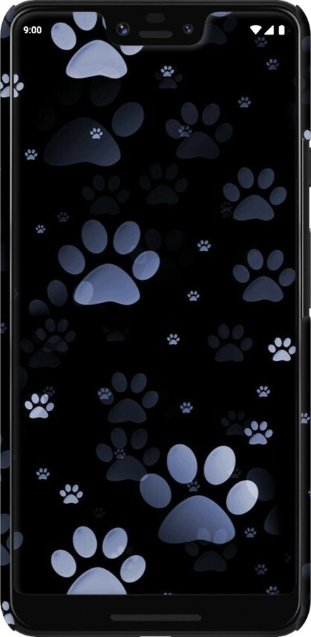 3D пластиковий матовий чехол З синіми відбитками лап для Google Pixel 3 XL - 6441m-1523 изображение 