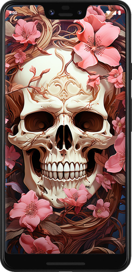 2D пластиковый чехол Череп в розовых цветах для Google Pixel 3 XL - 5965t-1523 изображение 