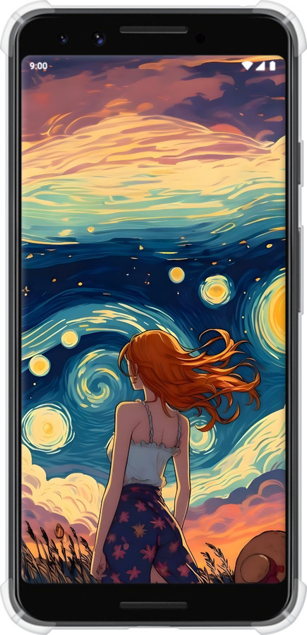 Силикон с усиленными углами чехол Девушка Арт для Google Pixel 3 - 6325sp-1528 изображение 