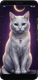 3D пластиковый матовый чехол Mystic White Cat Gothic Dark Purple Gold для Google Pixel 3a XL - 6805m-1713 изображение 