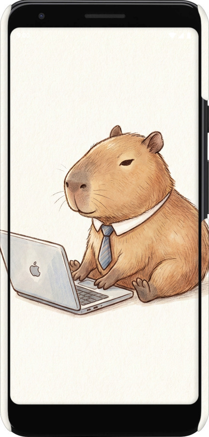 3D пластиковый матовый чехол Funny Capybara CEO Working для Google Pixel 3a XL - 6777m-1713 изображение 