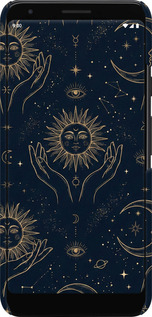 3D пластиковый матовый чехол Celestial Harmony: Sun & Moon Gold Mystic Pattern для Google Pixel 3a - 6778m-1700 изображение 
