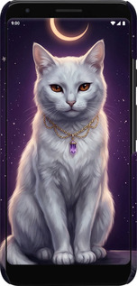 3D пластиковий матовий чехол Mystic White Cat Gothic Dark Purple Gold для Google Pixel 3a - 6805m-1700 изображение 