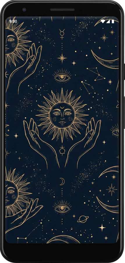 Силиконовый чехол Celestial Harmony: Sun & Moon Gold Mystic Pattern для Google Pixel 3a - 6778u-1700 изображение 