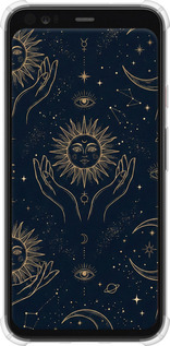 Силикон с усиленными углами чехол Celestial Harmony: Sun & Moon Gold Mystic Pattern для Google Pixel 4 XL - 6778sp-1754 изображение 