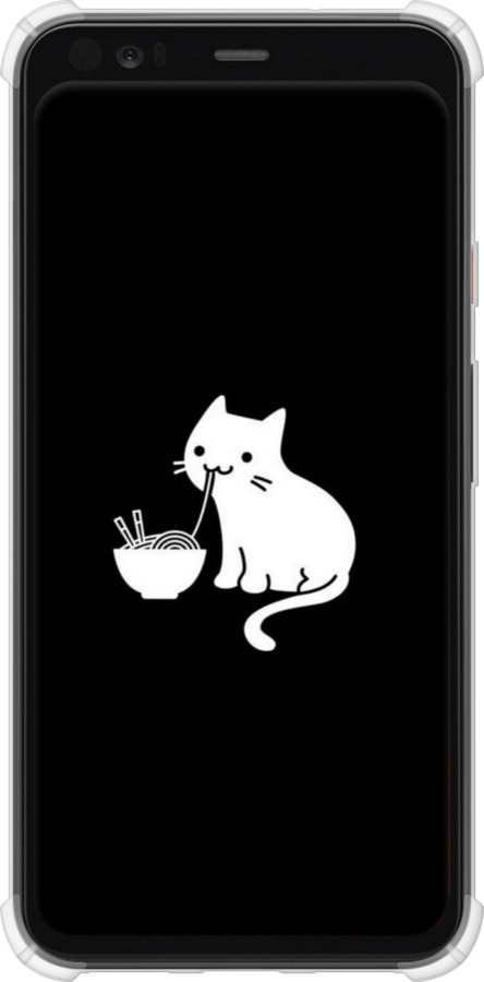 Силикон с усиленными углами чехол С милым котом на черном фоне для Google Pixel 4 XL - 6528sp-1754 изображение 