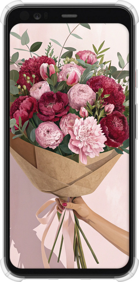 Силикон с усиленными углами чехол Пионы 1 для Google Pixel 4 XL - 6705sp-1754 изображение 