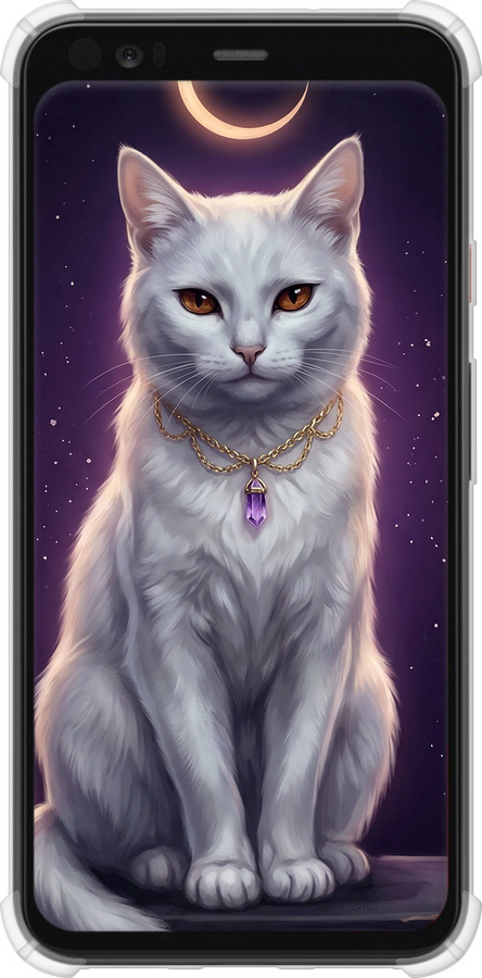Силикон с усиленными углами чехол Mystic White Cat Gothic Dark Purple Gold для Google Pixel 4 XL - 6805sp-1754 изображение 