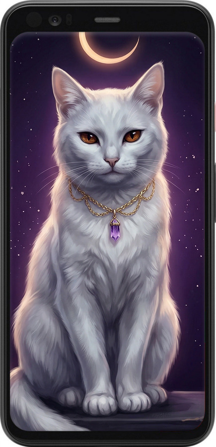 Силиконовый чехол Mystic White Cat Gothic Dark Purple Gold для Google Pixel 4 XL - 6805u-1754 изображение 