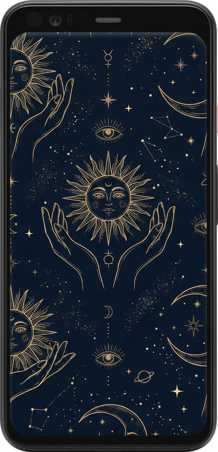 TPU чехол Celestial Harmony: Sun & Moon Gold Mystic Pattern для Google Pixel 4 - 6778b-1755 изображение 