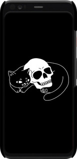 3D пластиковий матовий чехол Із зображенням кота та черепа для Google Pixel 4 - 6491m-1755 изображение 