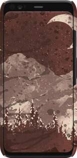 3D пластиковий матовий чехол із зображенням місячного пейзажу у нічному лісі для Google Pixel 4 - 6546m-1755 изображение 