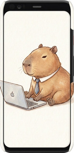 3D пластиковий матовий чехол Funny Capybara CEO Working для Google Pixel 4 - 6777m-1755 изображение 