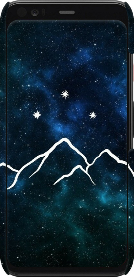 3D пластиковий матовий чехол Гори та зірки намальовані на тлі галактики для Google Pixel 4 - 6490m-1755 изображение 