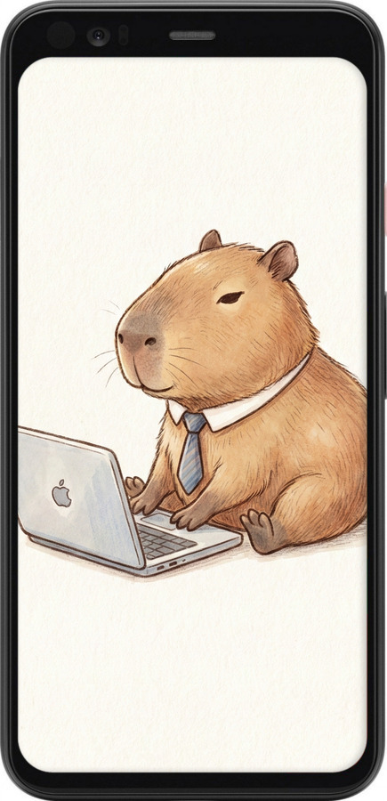 2D пластиковый чехол Funny Capybara CEO Working для Google Pixel 4 - 6777t-1755 изображение 