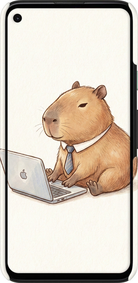 3D пластиковый матовый чехол Funny Capybara CEO Working для Google Pixel 4A - 6777m-1935 изображение 