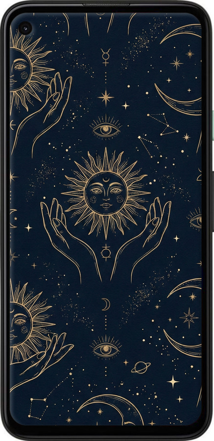 Силиконовый чехол Celestial Harmony: Sun & Moon Gold Mystic Pattern для Google Pixel 4A - 6778u-1935 изображение 