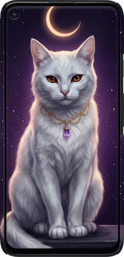 3D пластиковий матовий чехол Mystic White Cat Gothic Dark Purple Gold для Google Pixel 5 XL - 6805m-2033 изображение 