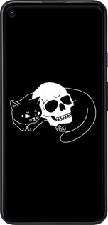Силиконовый чехол С изображением кота и черепа для Google Pixel 5 XL - 6491u-2033 изображение 