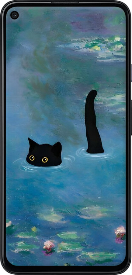 Силиконовый чехол С изображением кота и водяной лилии Monet для Google Pixel 5 XL - 6519u-2033 изображение 