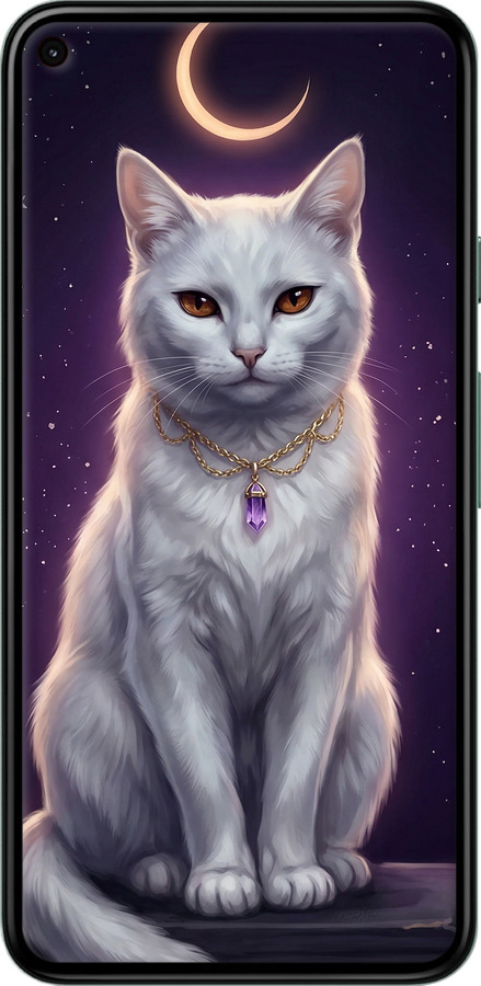 Силіконовий чехол Mystic White Cat Gothic Dark Purple Gold для Google Pixel 5 - 6805u-2044 изображение 