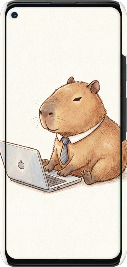 3D пластиковый матовый чехол Funny Capybara CEO Working для Google Pixel 5A - 6777m-2286 изображение 