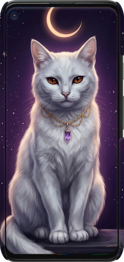 3D пластиковый матовый чехол Mystic White Cat Gothic Dark Purple Gold для Google Pixel 5A - 6805m-2286 изображение 