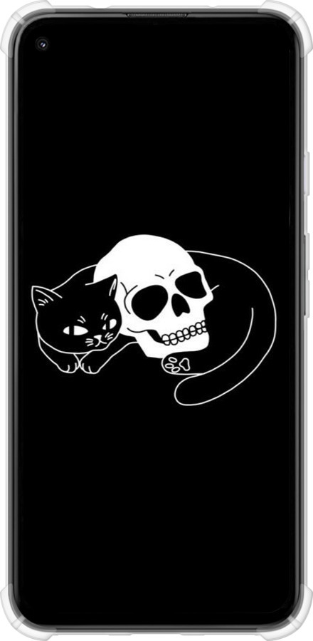 Силикон с усиленными углами чехол С изображением кота и черепа для Google Pixel 5A - 6491sp-2286 изображение 