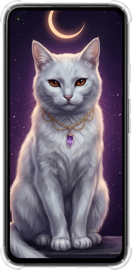 Силикон с усиленными углами чехол Mystic White Cat Gothic Dark Purple Gold для Google Pixel 5A - 6805sp-2286 изображение 