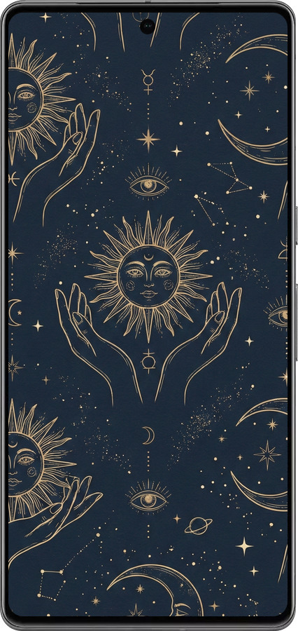 Силиконовый чехол Celestial Harmony: Sun & Moon Gold Mystic Pattern для Google Pixel 7 Pro - 6778u-3031 изображение 