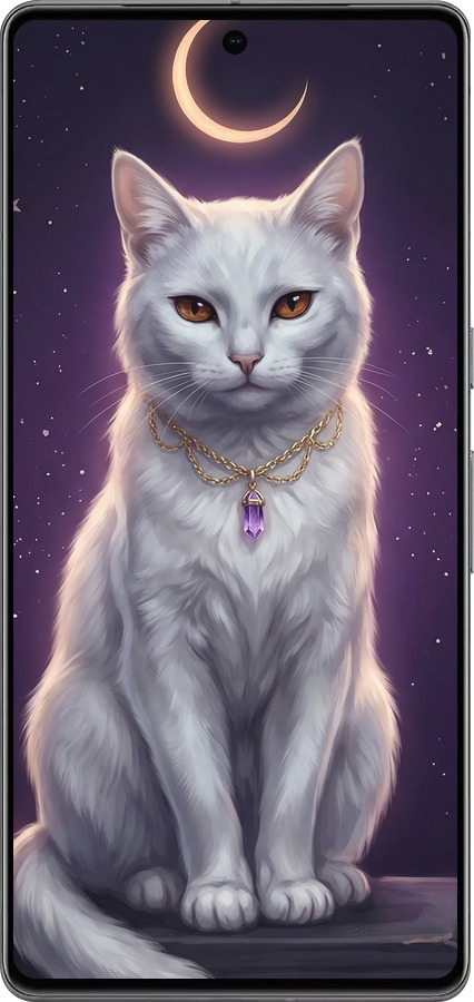 Силиконовый чехол Mystic White Cat Gothic Dark Purple Gold для Google Pixel 7 Pro - 6805u-3031 изображение 