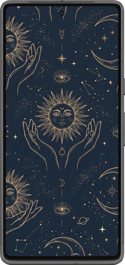 Силиконовый чехол Celestial Harmony: Sun & Moon Gold Mystic Pattern для Google Pixel 7 - 6778u-2839 изображение 
