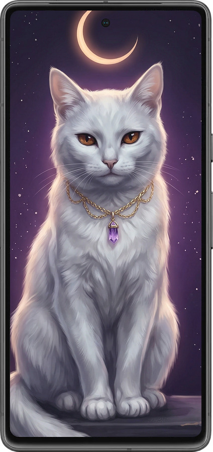 Силіконовий чехол Mystic White Cat Gothic Dark Purple Gold для Google Pixel 7 - 6805u-2839 изображение 