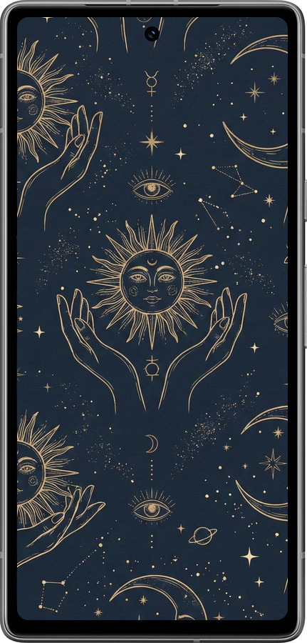 Силіконовий чехол Celestial Harmony: Sun & Moon Gold Mystic Pattern для Google Pixel 7a - 6778u-3048 изображение 