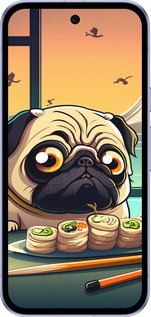 Силиконовый чехол Мопс и суши для Google Pixel 9A - 5588u-3899 изображение 