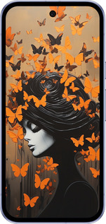 Силиконовый чехол Чехол для телефона Девушка с оранжевыми бабочками для Google Pixel 9A - 5940u-3899 изображение 