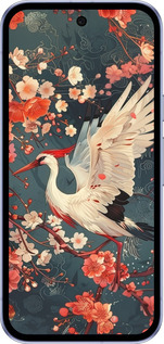 Силиконовый чехол Сакура и аист для Google Pixel 9A - 6108u-3899 изображение 