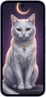 Силиконовый чехол Mystic White Cat Gothic Dark Purple Gold для Google Pixel 9A - 6805u-3899 изображение 