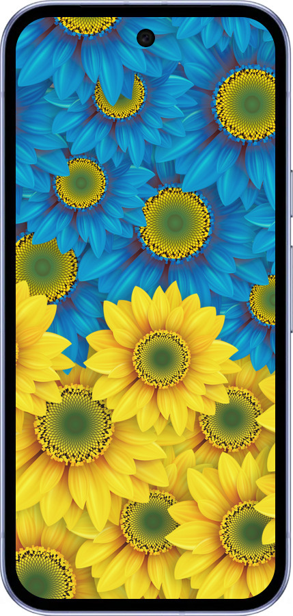 Силиконовый чехол Жёлто-голубые цветы для Google Pixel 9A - 1048u-3899 изображение 