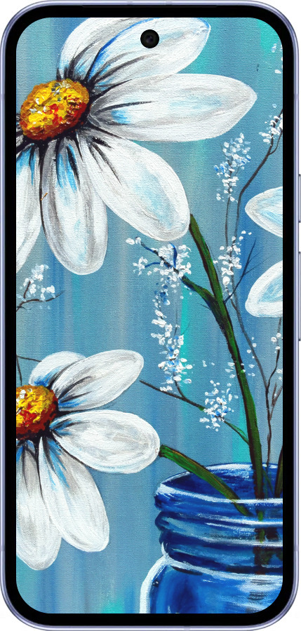 Силиконовый чехол Красивые арт-ромашки для Google Pixel 9A - 4031u-3899 изображение 