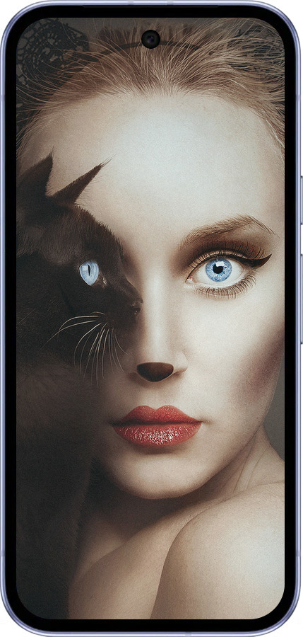 Силиконовый чехол Взгляд женщины и кошки для Google Pixel 9A - 4041u-3899 изображение 