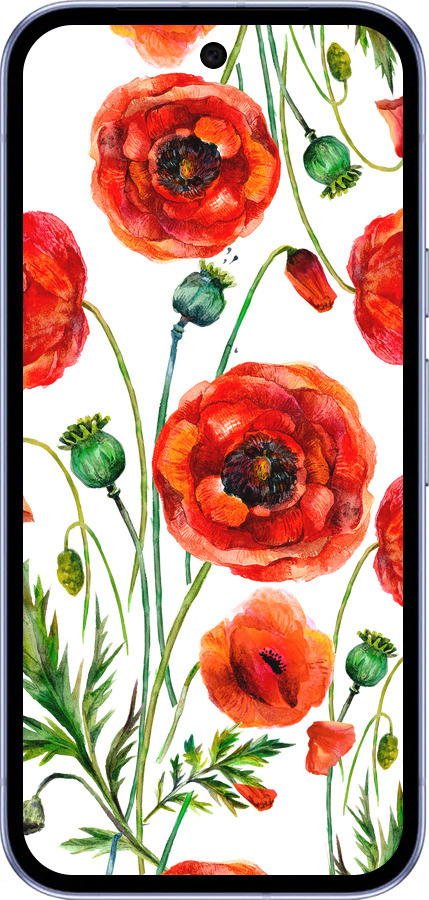 Силиконовый чехол Нарисованные маки для Google Pixel 9A - 4278u-3899 изображение 