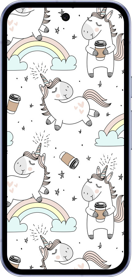 Силиконовый чехол Единорог и кофе для Google Pixel 9A - 4661u-3899 изображение 